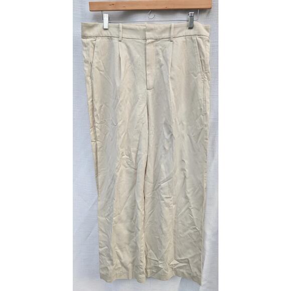 Madewell Slouchy Straight Pants Trousers Sz 12 Beige Linen Blend Relaxed Coastal - Picture 1 of 8